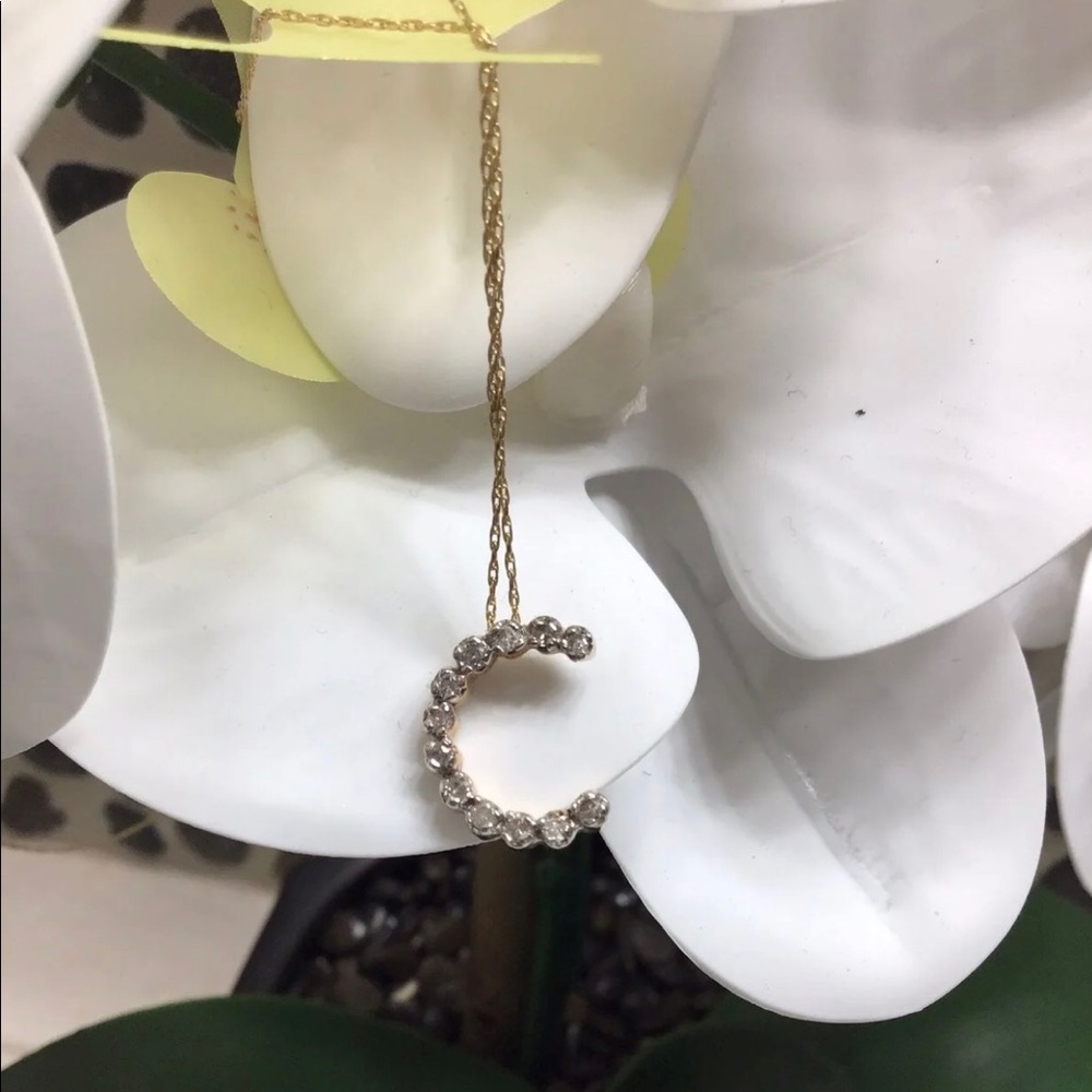 ‼️SOLD‼️Vtg 14k Necklace Diamond Initial C Pendant